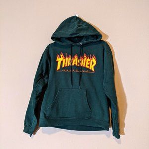 Green Thrasher Magazine Flame Logo Pullover Hoodie Size Small Skate Supreme Bird